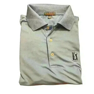 Peter Millar Summer Comfort Men’s Golf Polo Size Large PGA Tour Logo Wicking EUC
